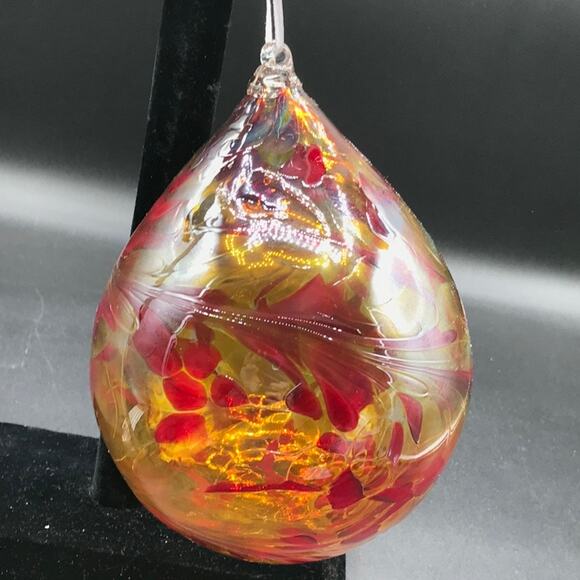 Hand Blown Glass Tear Drop Large Christmas Ornament Outdoor Orb 4.5" Diameter - Picture 1 of 6
